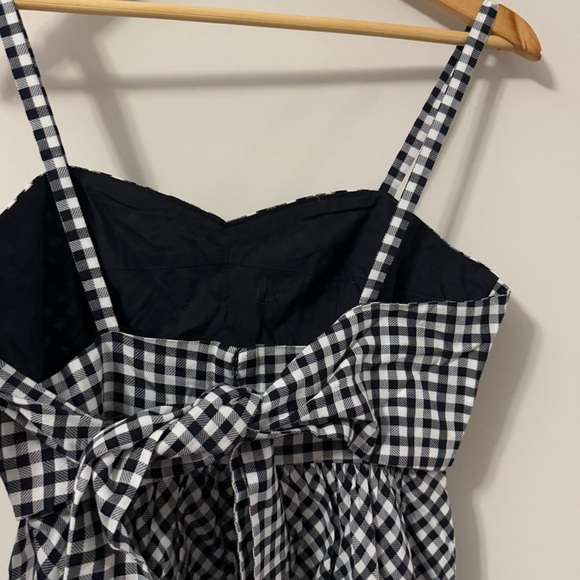 NWT J. Crew Bubble A Line Dress Black White Gingham Sleeveless Bow Cotton - Picture 11 of 16